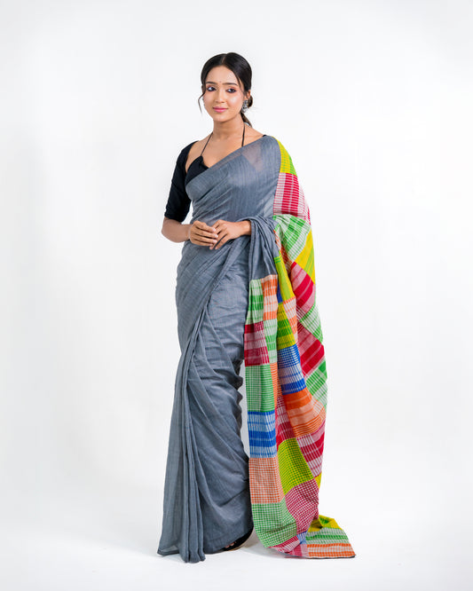 Gamcha Patchwork Mul Cotton Saree