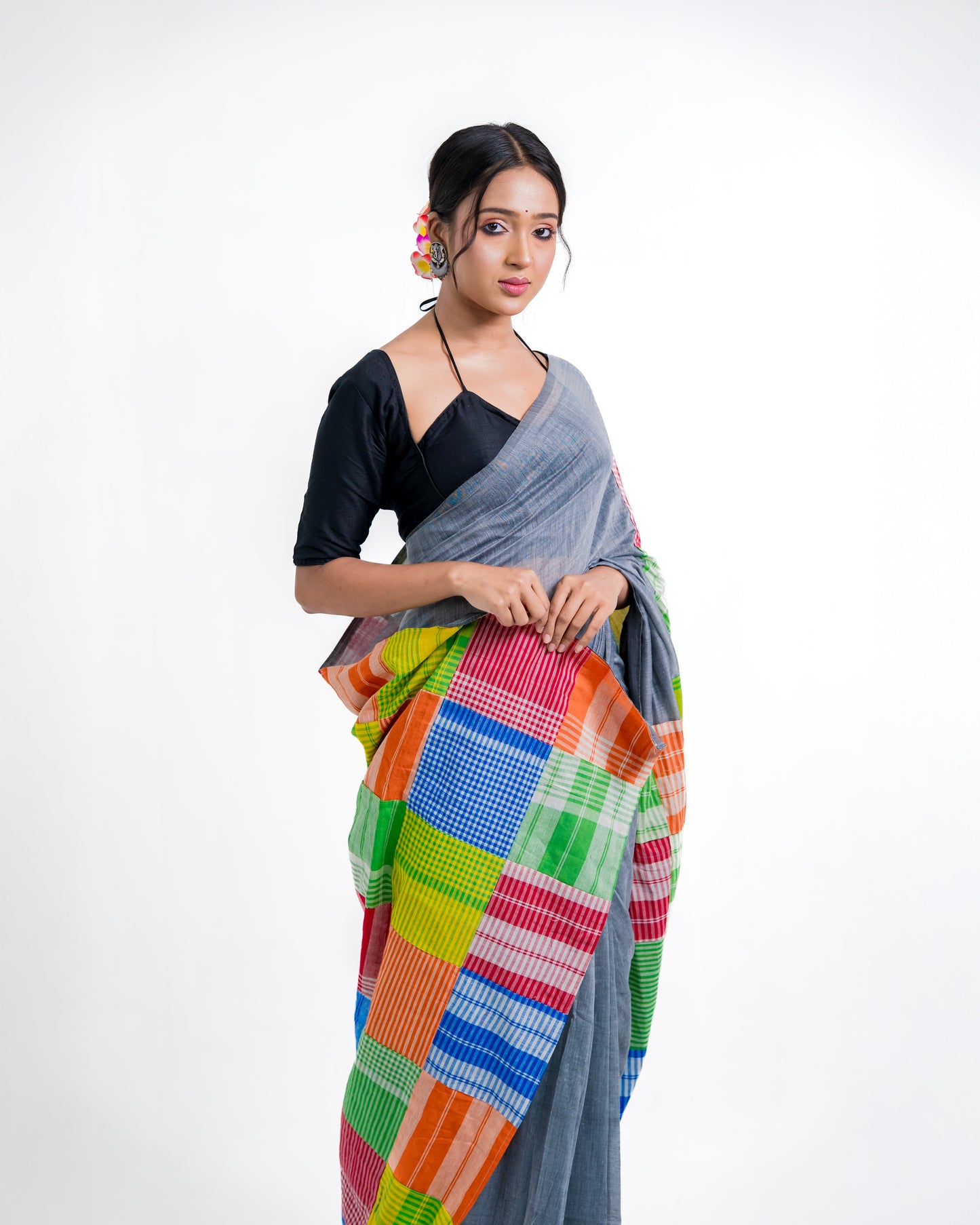 Gamcha Patchwork Mul Cotton Saree