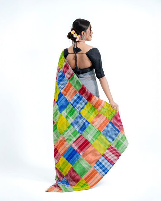 Gamcha Patchwork Mul Cotton Saree