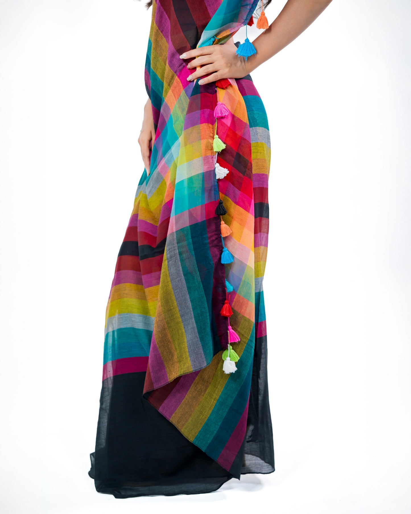 Rainbow Stripe Mul Cotton Saree