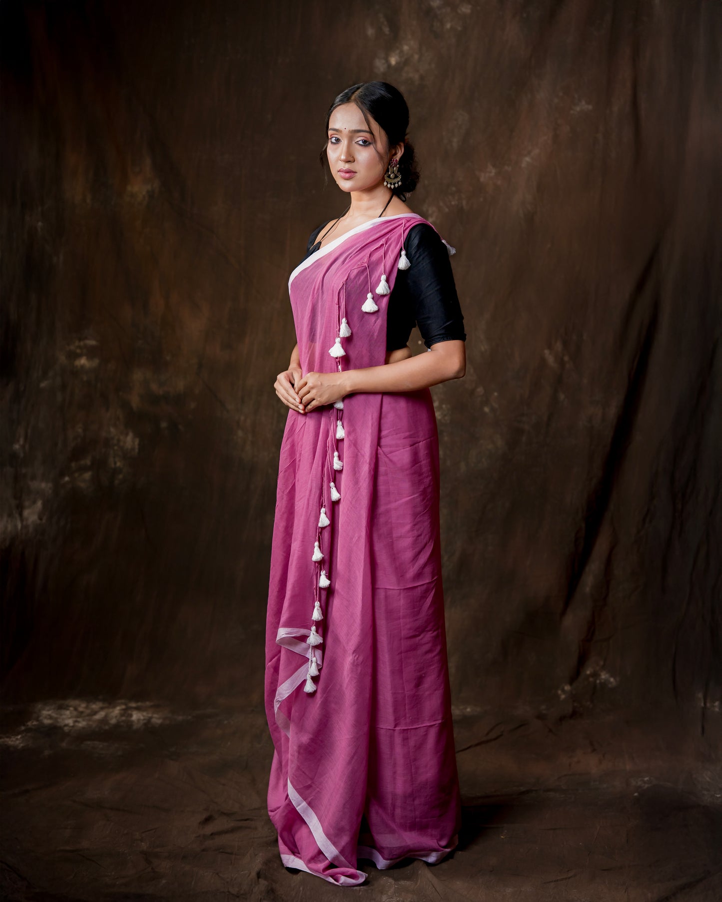 Contrast Border Mul Cotton Saree