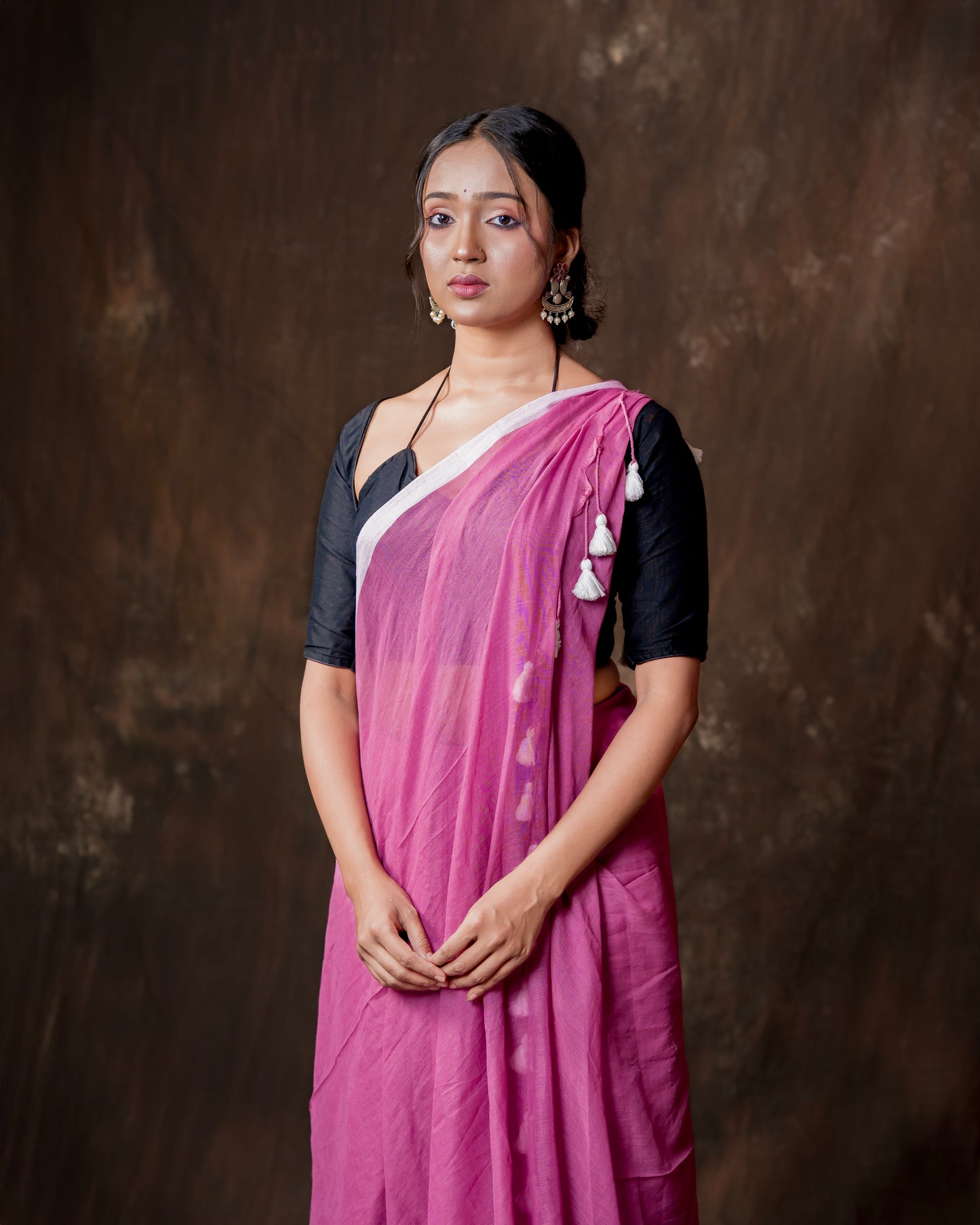 Contrast Border Mul Cotton Saree
