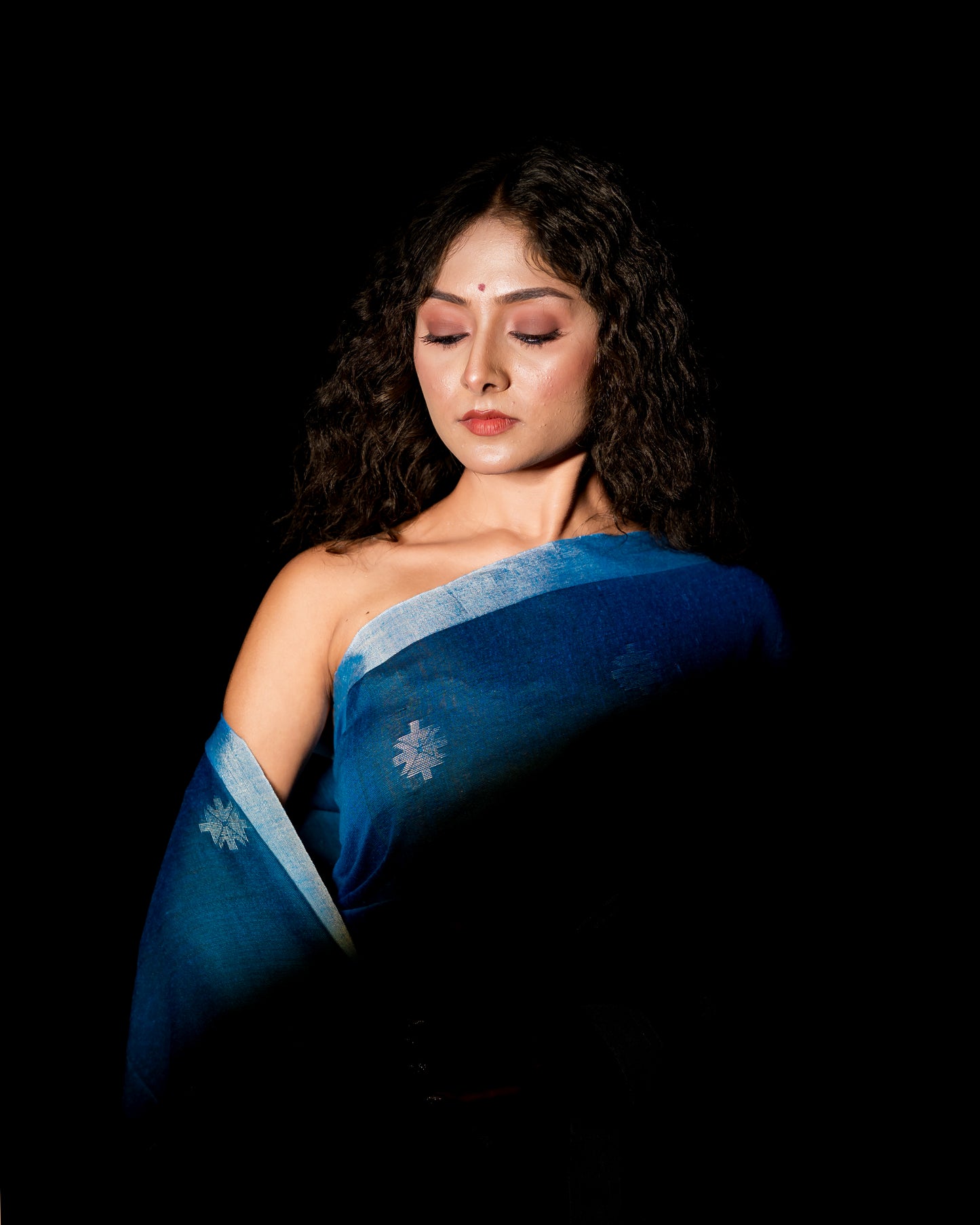 Sapphire Blue Soft Khadi Saree
