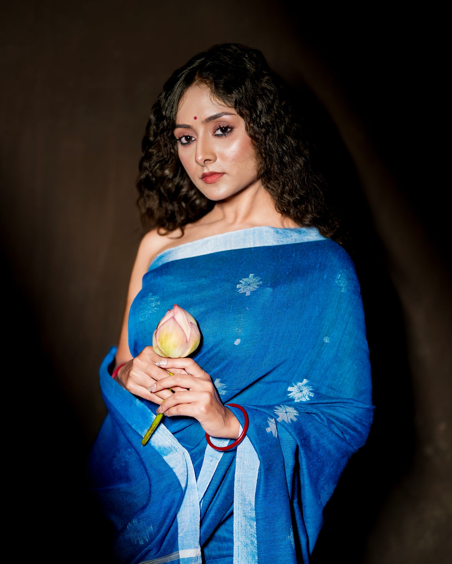 Sapphire Blue Soft Khadi Saree