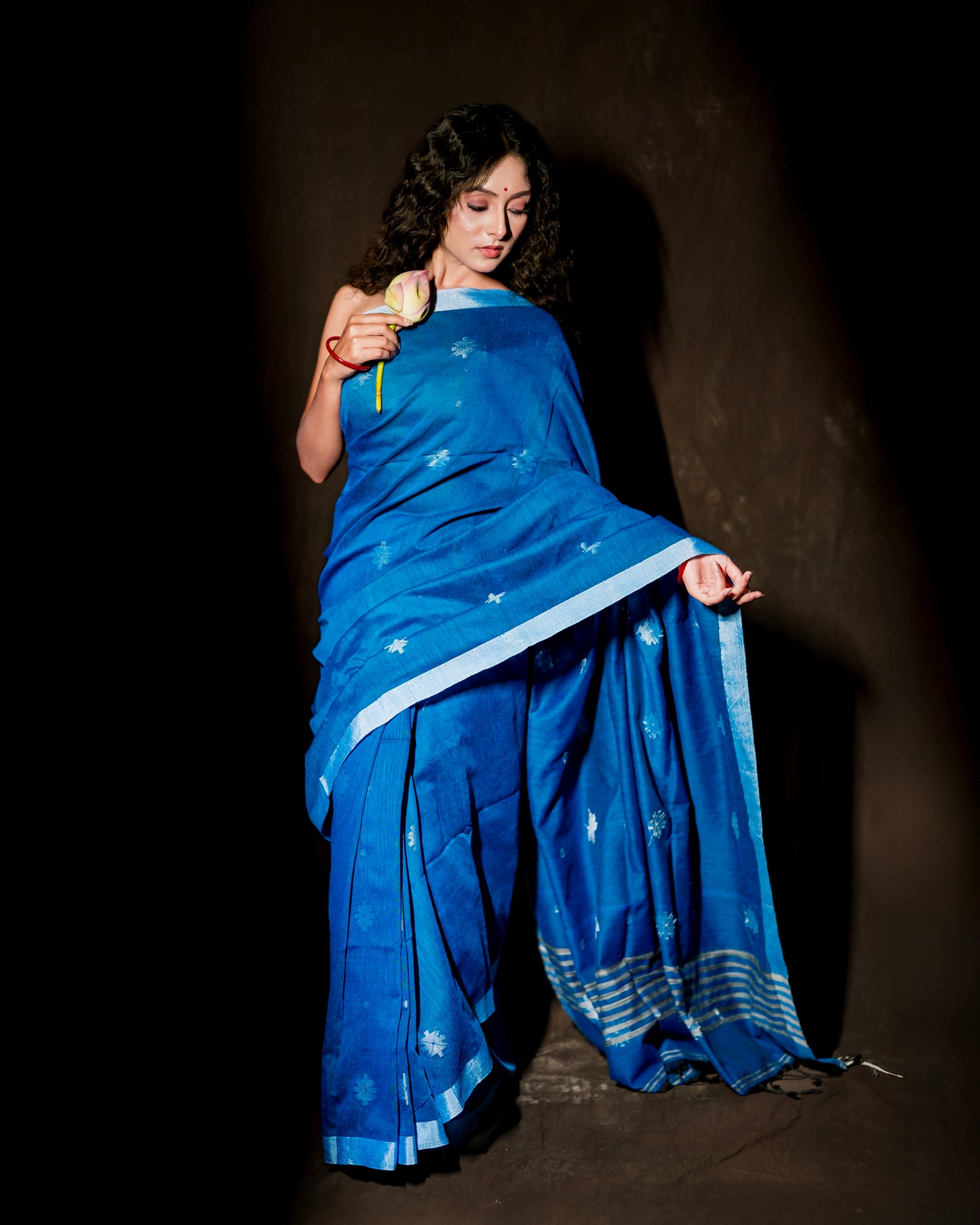 Sapphire Blue Soft Khadi Saree
